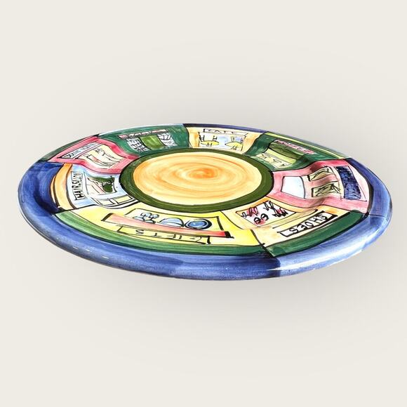 Colorful Decorative Ceramic Plate Hand Painted Wall Decor Artsy Kitchen Unique - Picture 10 of 12